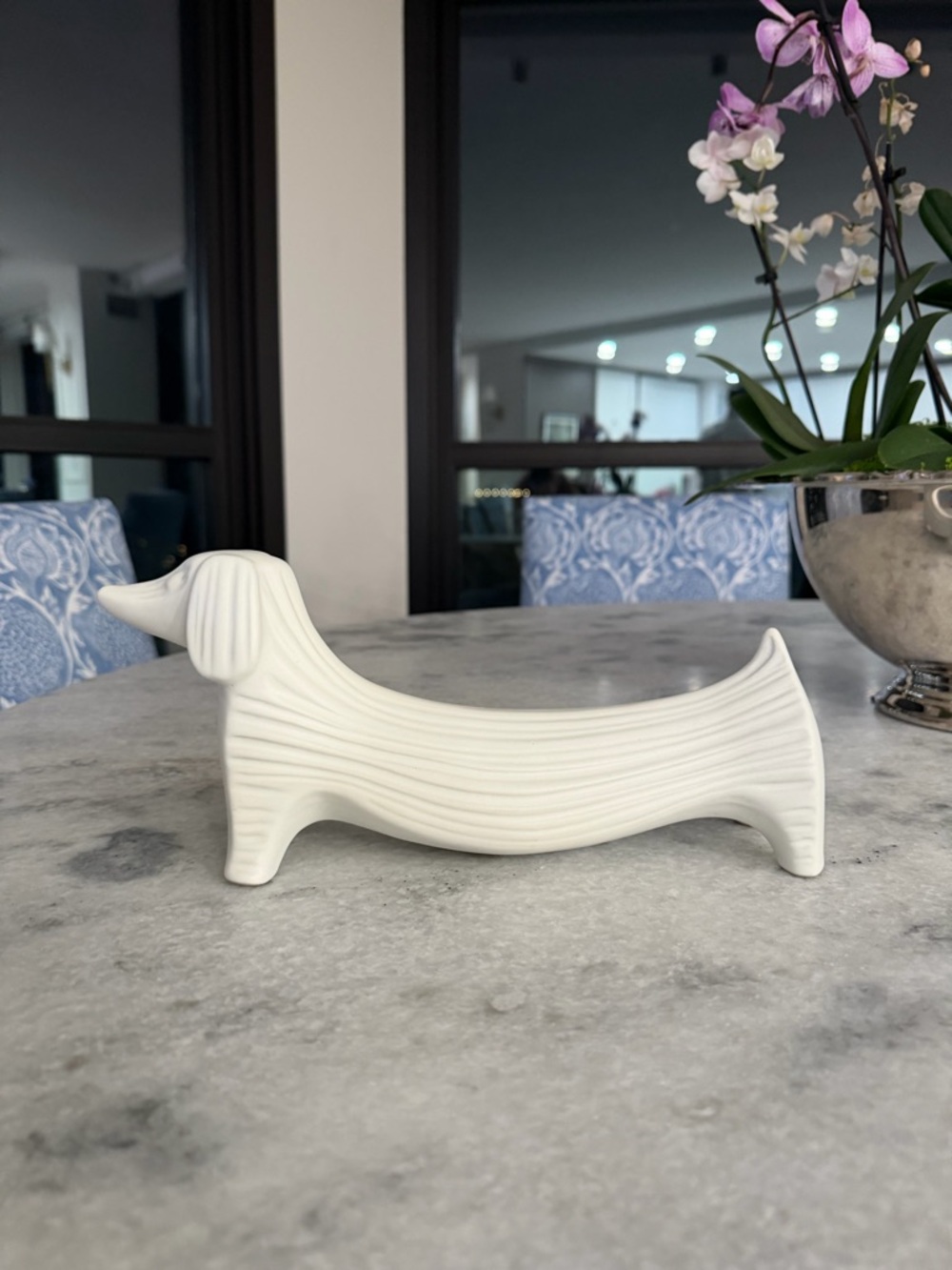 Jonathan Adler White Ceramic Dachshund Trinket Dish